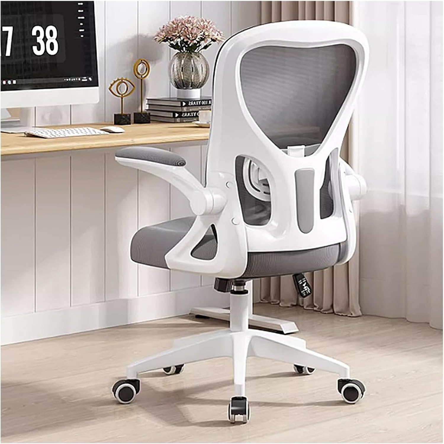 Amazon.co.jp オフィスチェア 事務椅子 ひじ付き Ergonomic Fabric Mesh Chair with 90