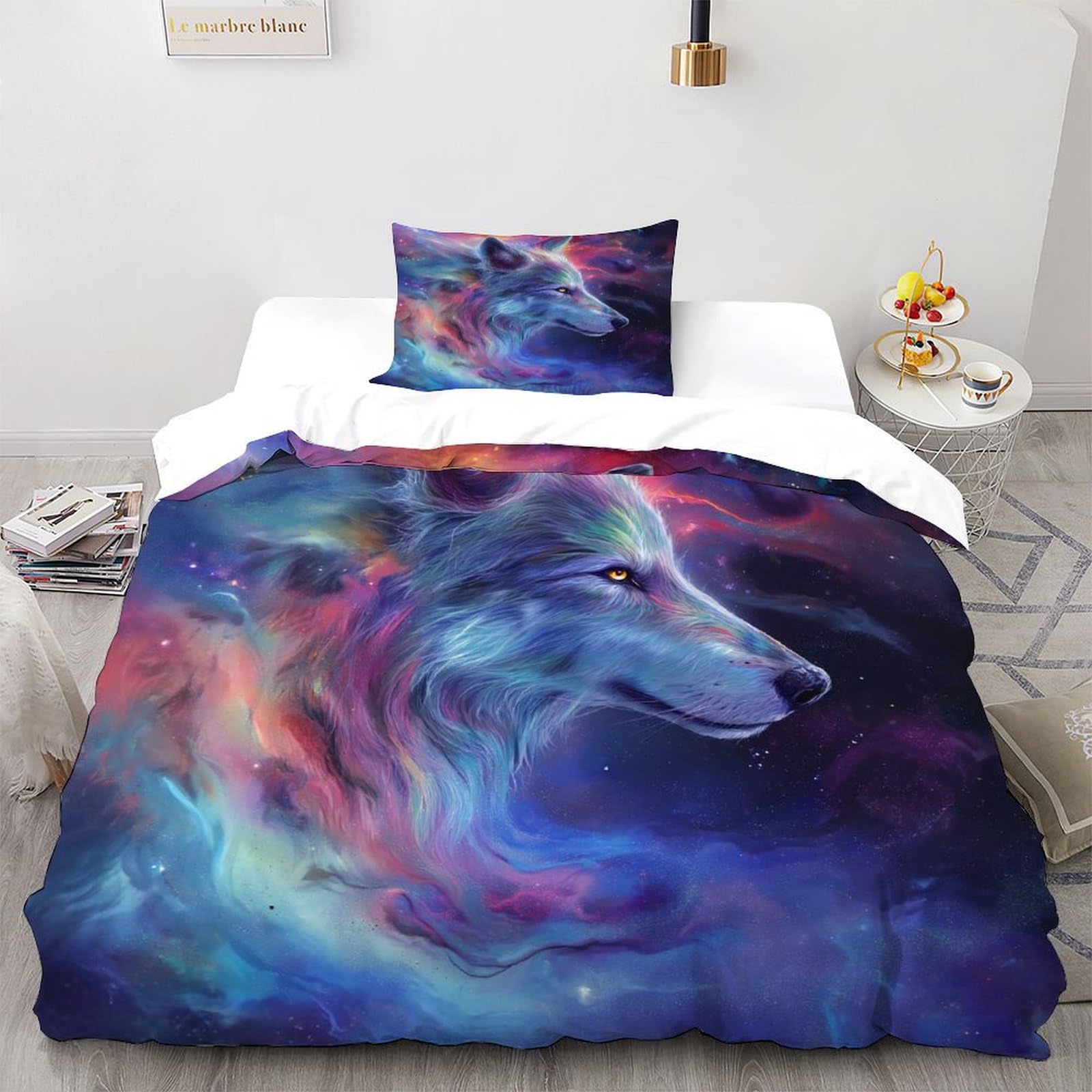 Housses de couettes loup en microfibre thermorégulatrice avec fermeture éclair pratique