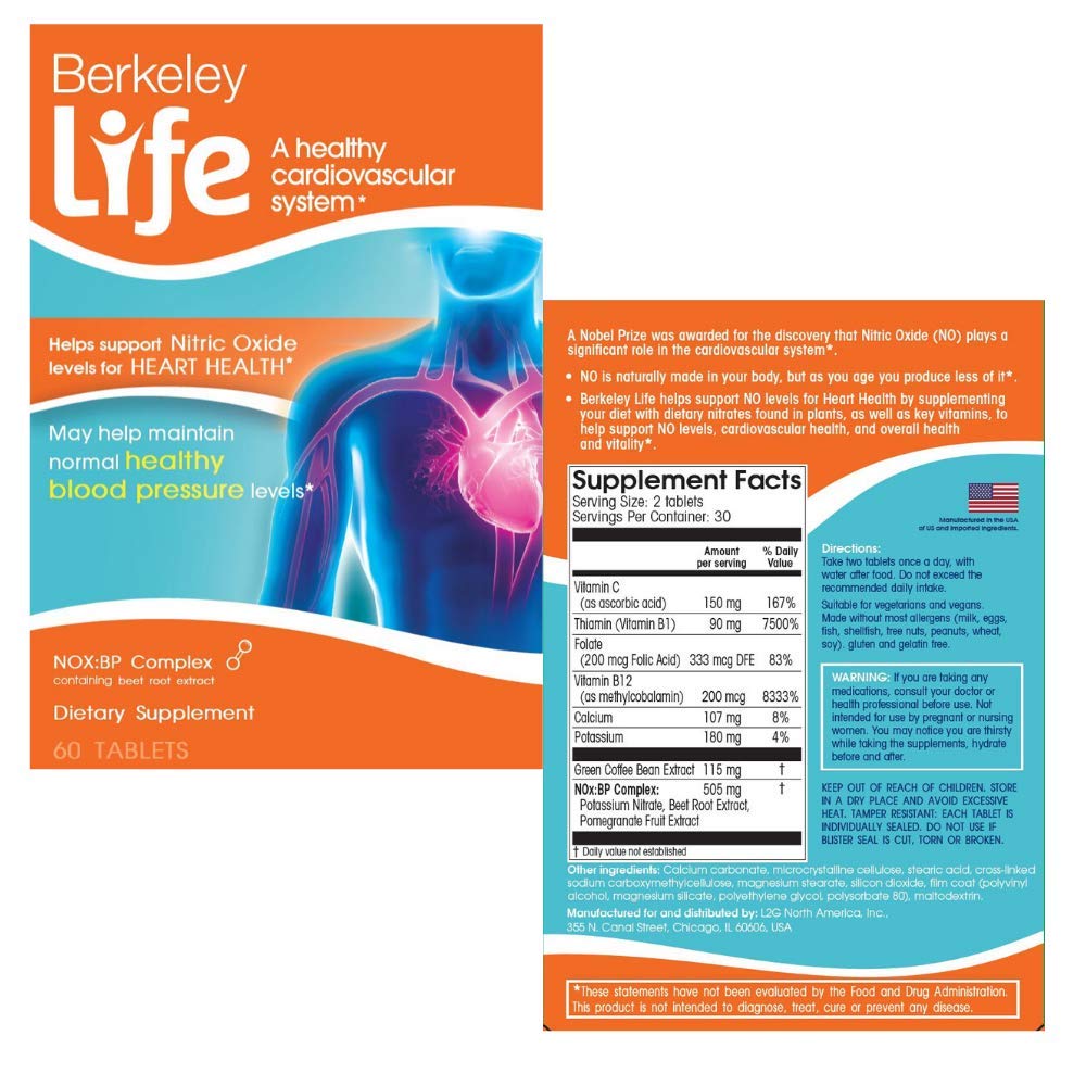 Berkeley Life Nitric Oxide Booster Beet Root capsules Blood Pressure Support with B 12 Vitamin B