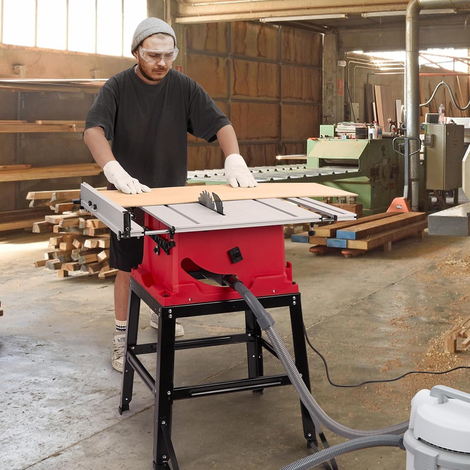 Sierra de Mesa 10 Pulgadas 15 Amp - Herramienta Multifunción con Guía Cremallera, Diseño Compacto y Portátil para Carpintería y Bricolaje, Incluye Salida para Aspirador