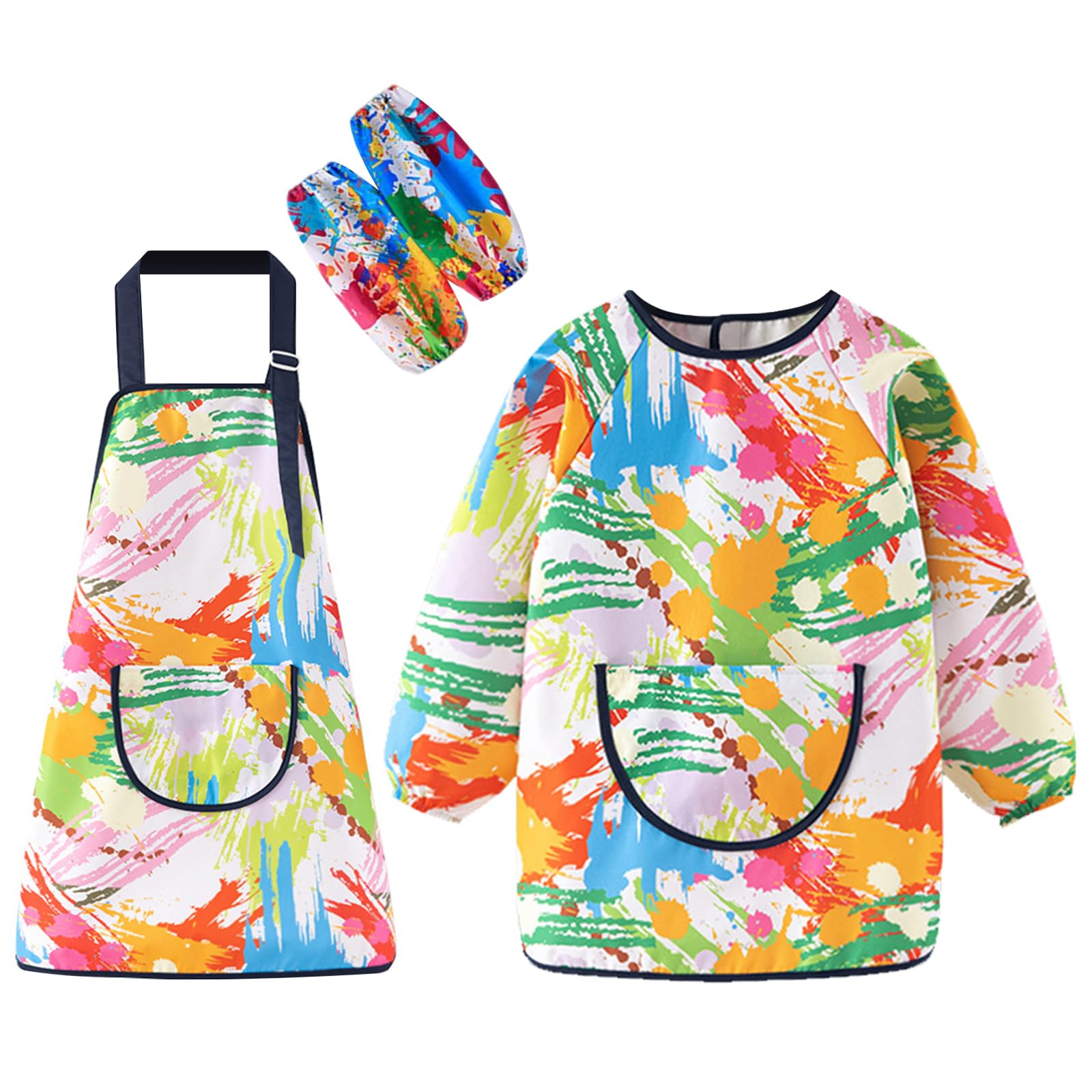 Jicyor Kids Painting Apron, 2 PCS Waterproof Graffiti Painting Aprons With Pockets For Age 6-10 Years Girls Boys Adjustable Painting Apron For Painting Crafts Baking