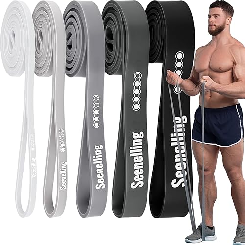 Miniatura 7 de Bandas de resistencia para entrenamiento de ejercicio, 5 niveles de asistencia para dominadas, bandas de entrenamiento de cuerpo completo para Rosa