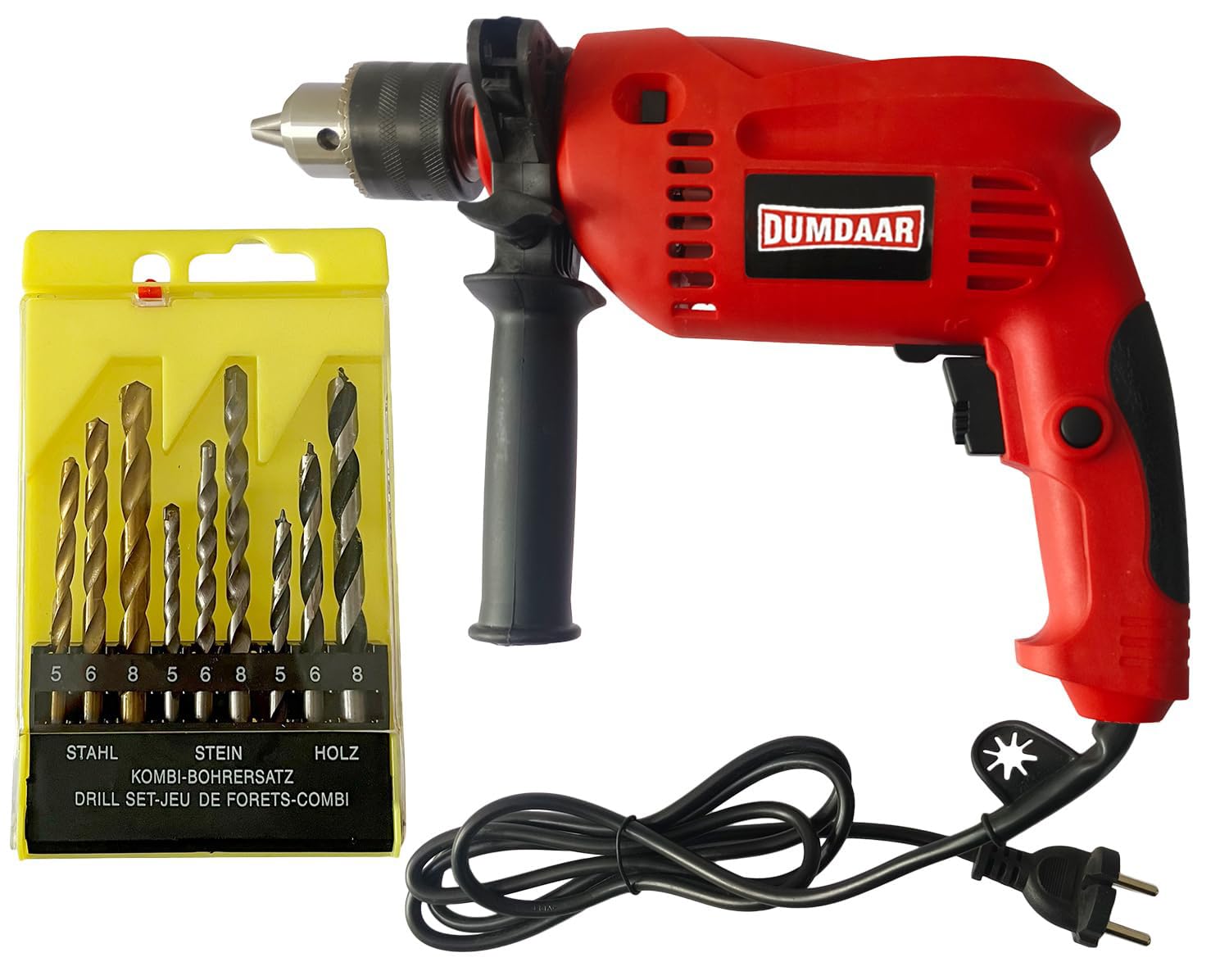 Inditrust Dumdaar Impact Drill Machine Set, 700W, 100% Copper Winding, 9pc Drill Bits for Wall/Wood/Metal, (RED)-image-37