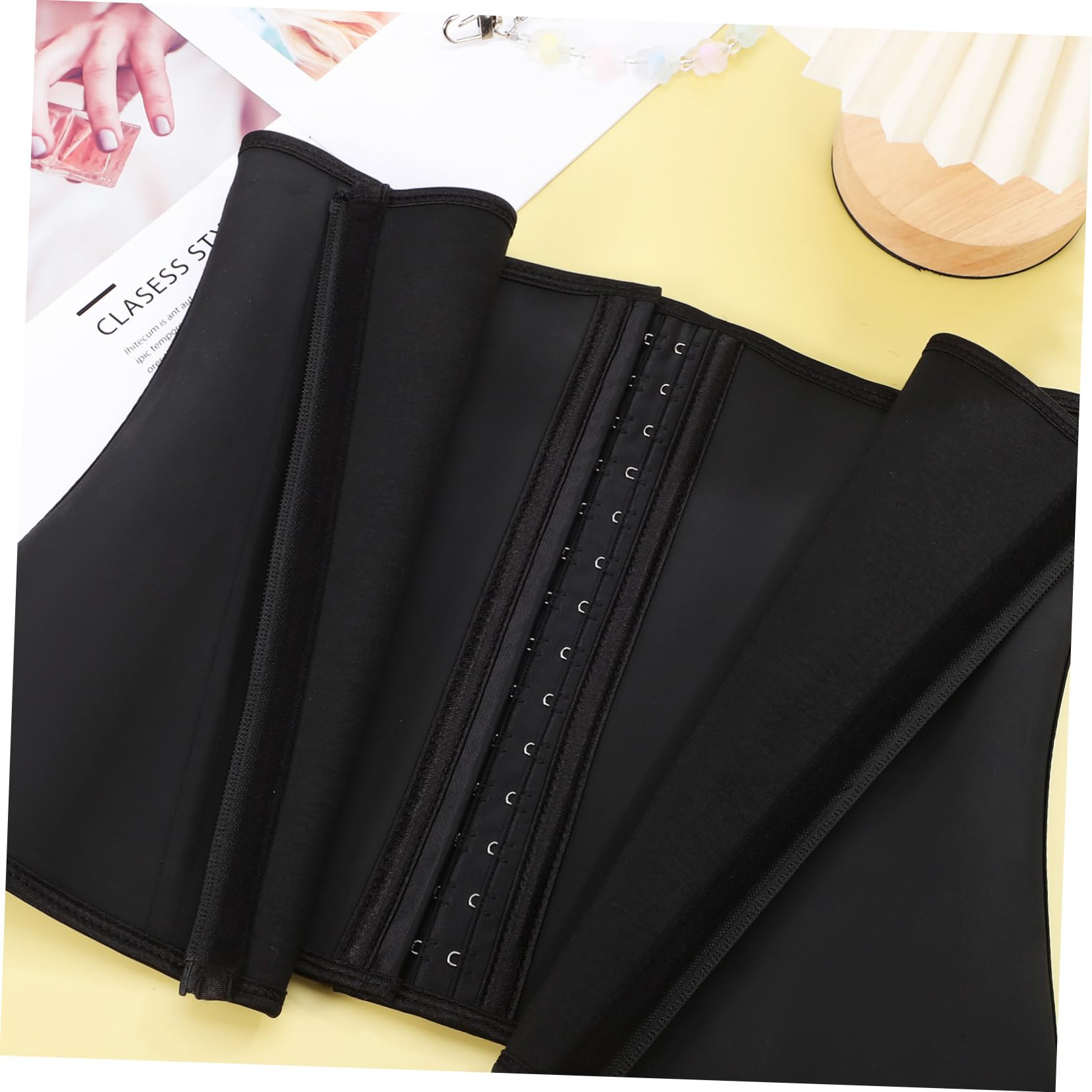 Corsé Moldeador de Abdomen con Cremallera, Traje Moldeador de Látex Negro, Cómodo y Ajustable, Talla 3xl para Mujer