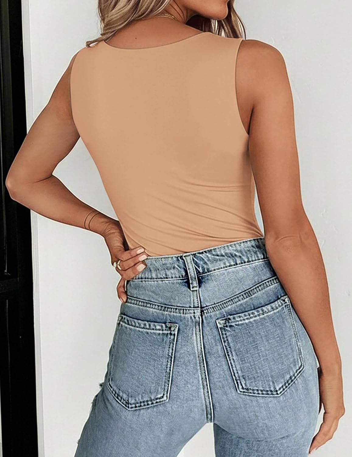 Womens Double Lined Crew Neck Tank Tops Cute Summer Sleeveless Workout Tops Basic Going Out Clothes 2026 image 3