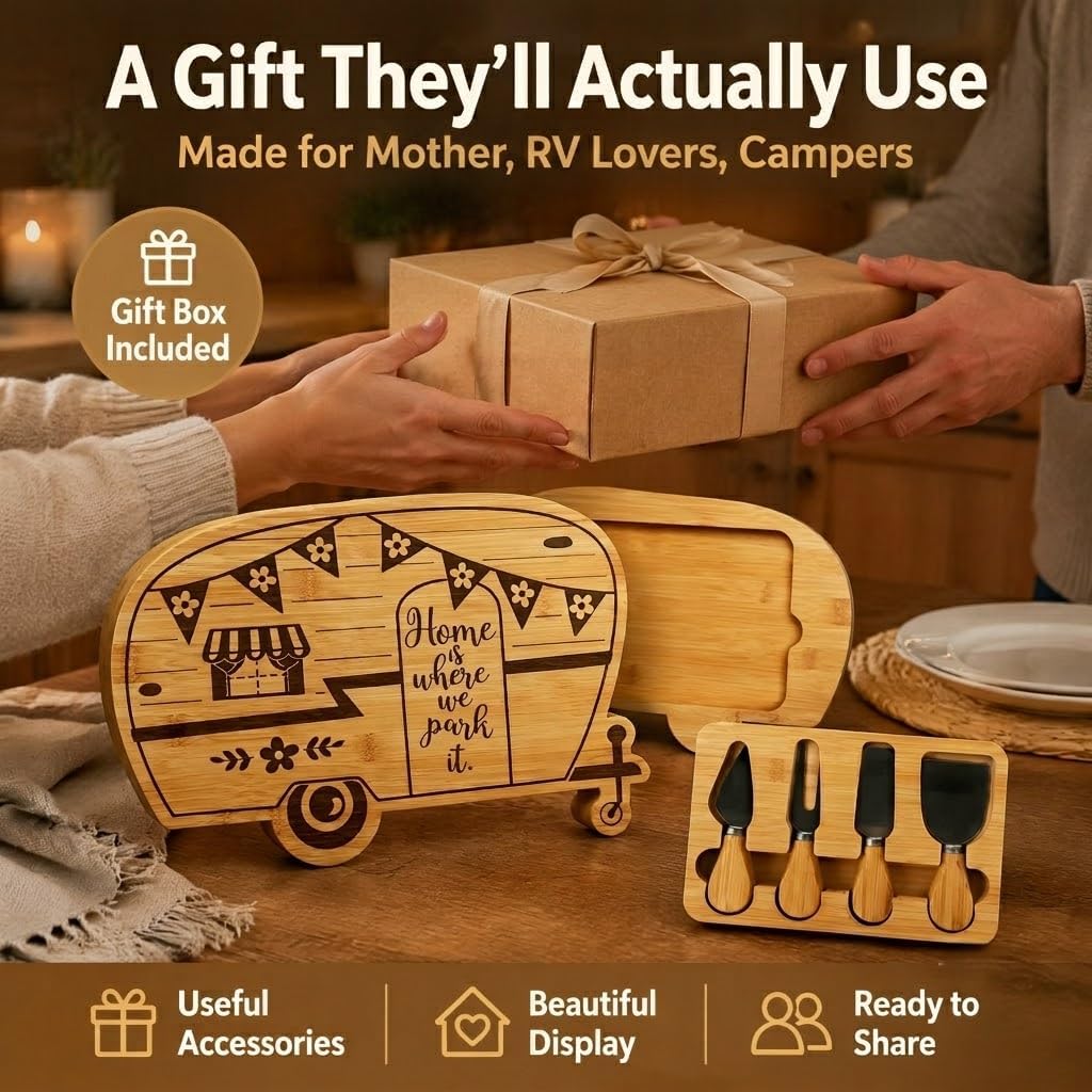 Foldable RV Charcuterie Board Set - Bamboo Cutting Board & Serving Tray