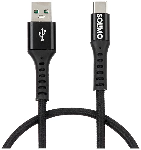 Amazon Brand – Solimo Fast Charging Braided Type C Data Cable, Suitable For Upto 65W Fast Charge For All Supported Mobile Phones (1 Meter, Black) at Rs. 129