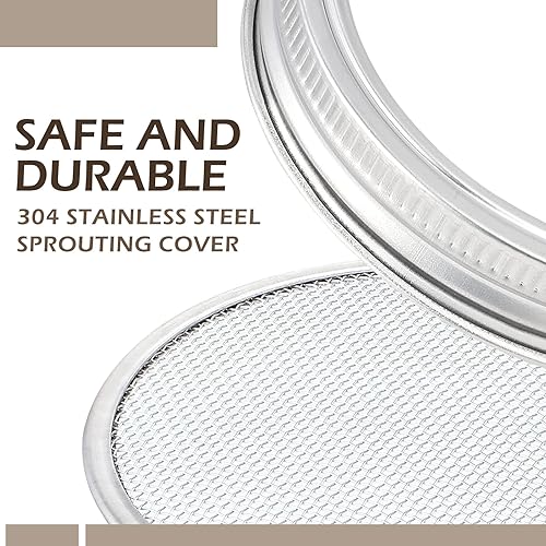 Miniatura 3 de Paquete de 6 tapas de germinación con soportes de acero inoxidable para frascos de germinación, mangas opacas, kit de germinación para tarro Mason