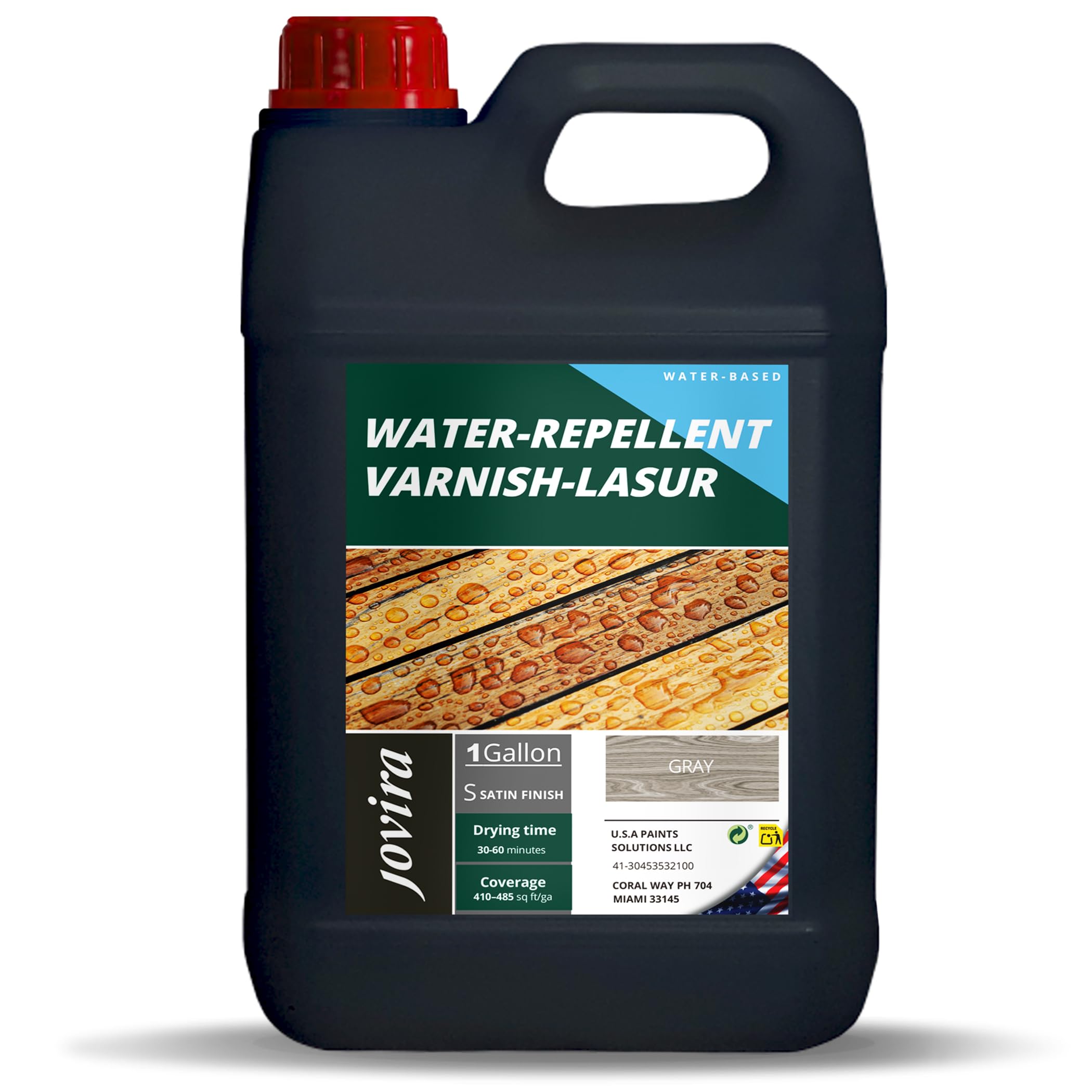 JOVIRA PINTURAS BARNIZ-LASUR Hidrofugante Protector Satinado al Agua | Protege, decora y embellece todo tipo de madera con efecto perlado.(1 G,Gris).