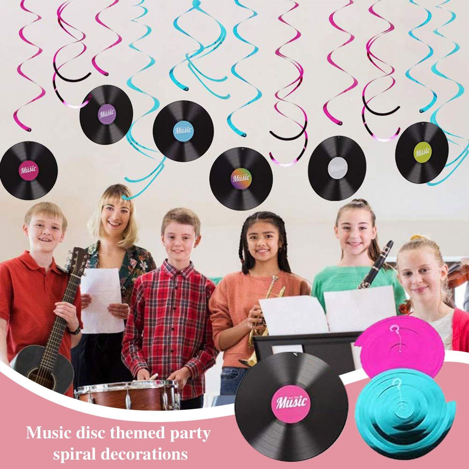 Set di Decorazioni da Appendere A Spirale per Dischi di Musica Rock da 12 Pezzi, Decorazioni per Feste, Decorazioni per Dischi in Vinile, Dischi Decorativi per Feste in Discoteca