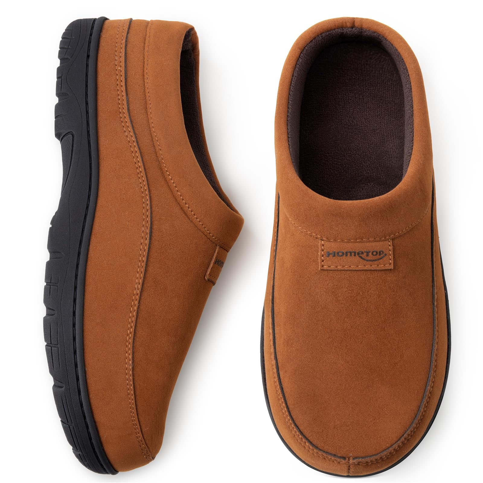 HomeTop Mens Moccasin Slippers Soft Warm Non-slip Memory Foam Indoor House Shoes with Fluffy Lining