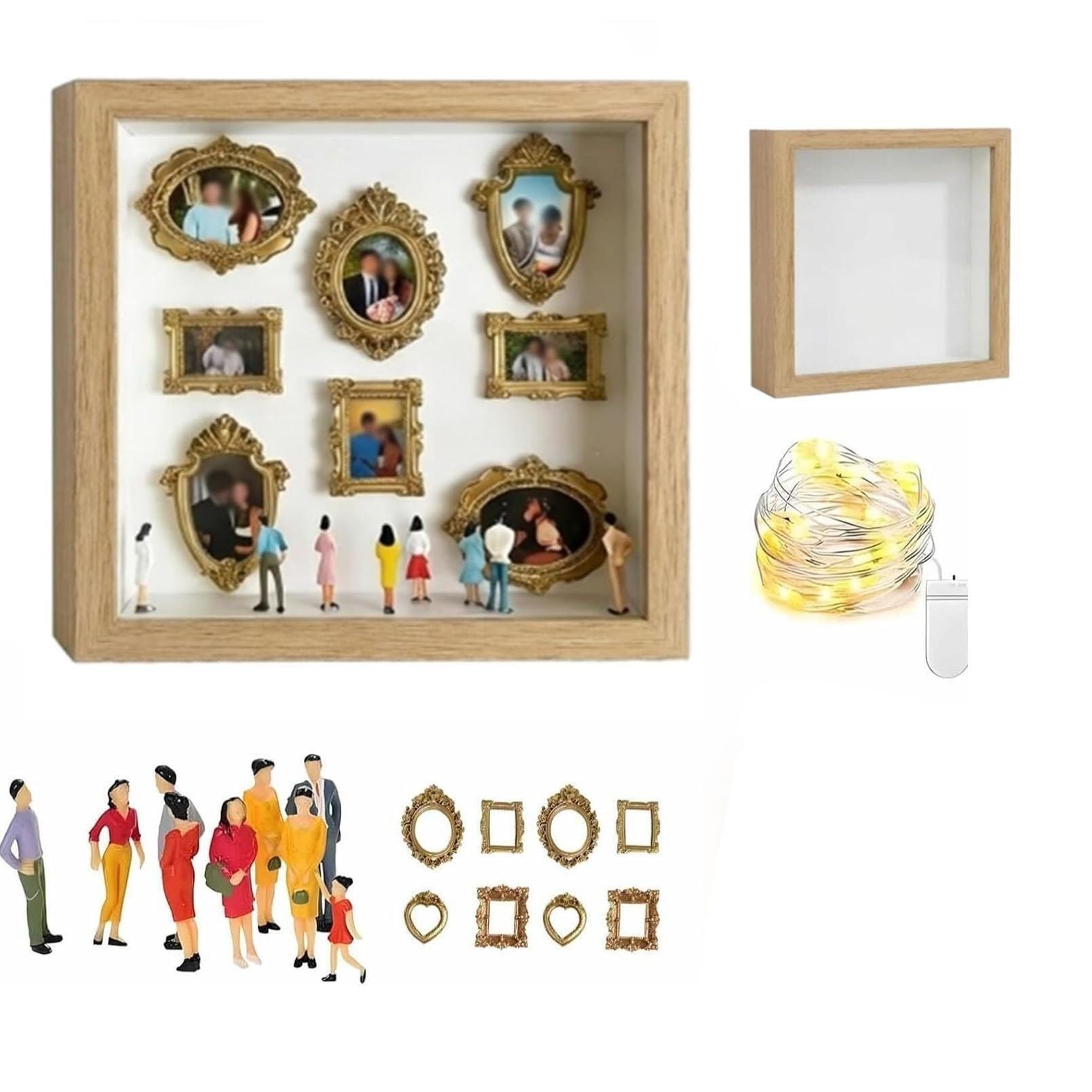 Exquisita caja de silueta de 10 pulgadas con marcos dorados para maquetas