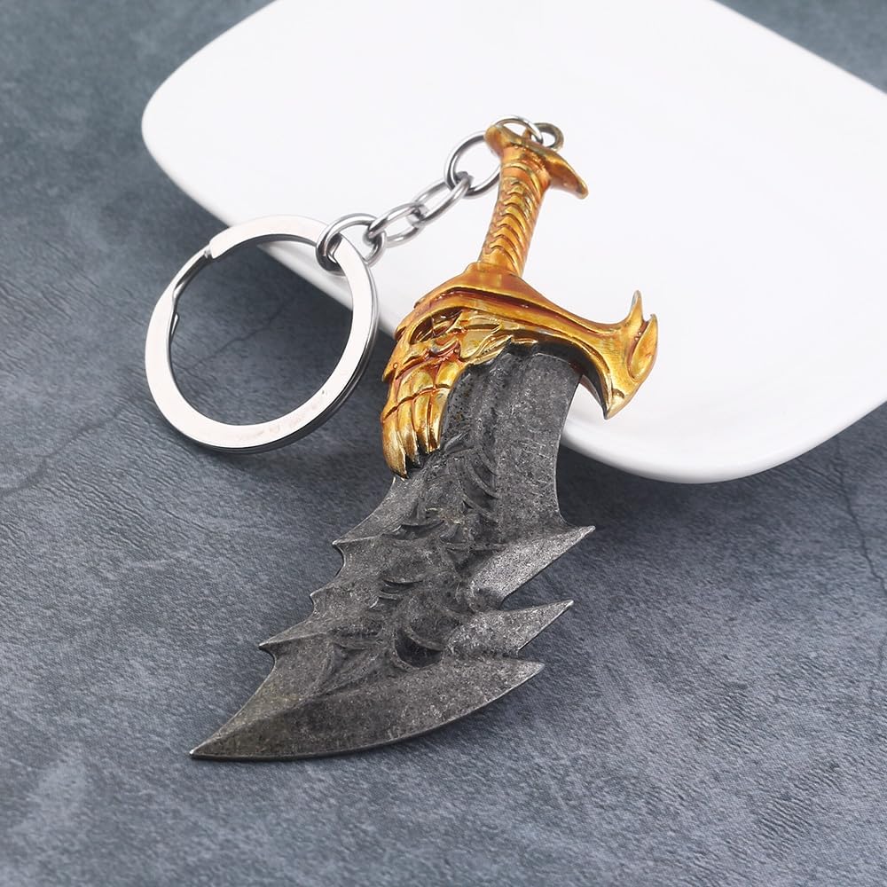 God of War Kratos Kaos Bıçakları Uyumlu Anahtarlık, Altın Renkli Metal Oyun Temalı Koleksiyon Aksesu