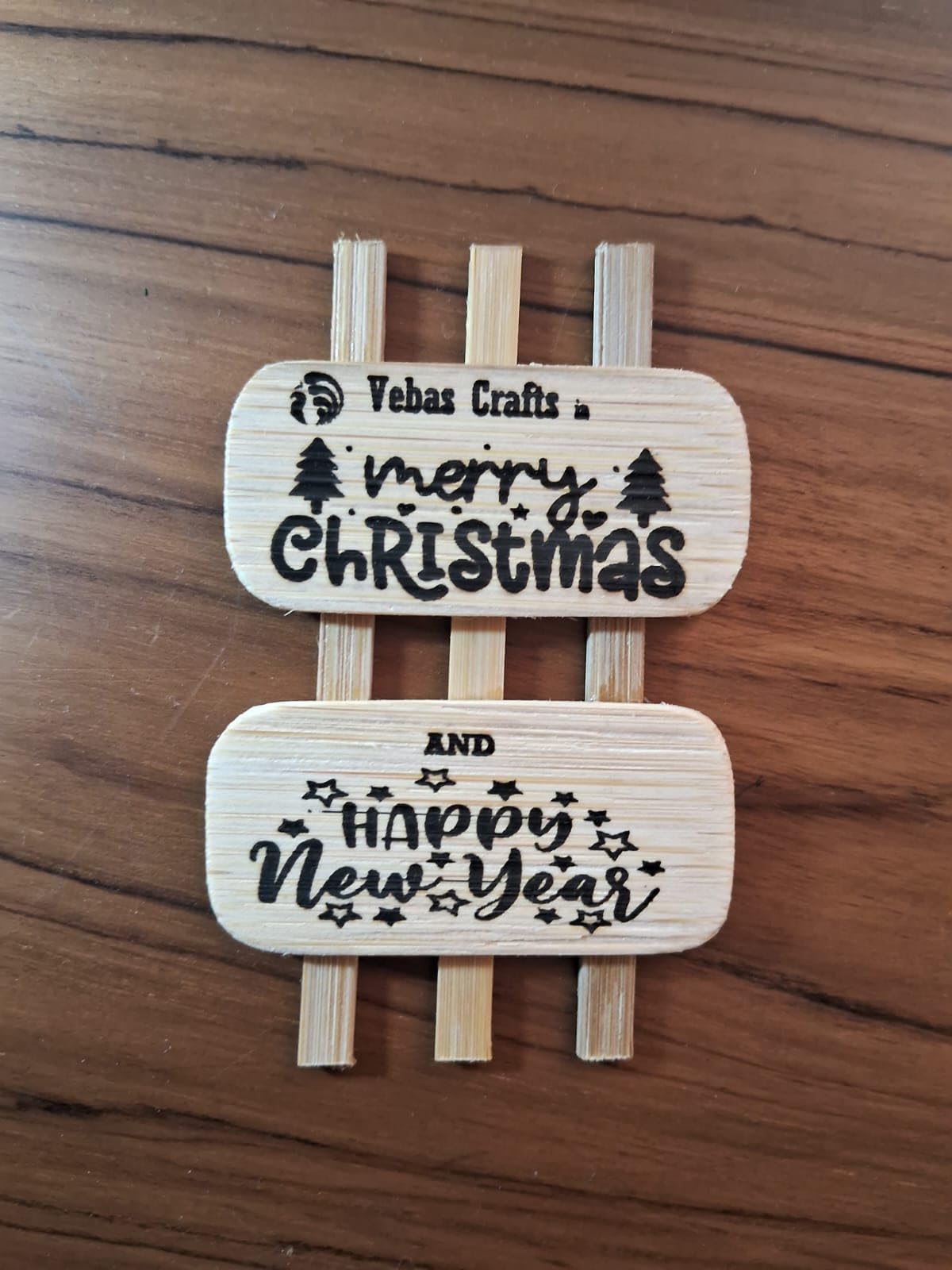 Crafts Merry Christmas and Happy New Year Wooden Sign | Laser Engraved, Festive Decor, Double Sign Board, Holiday Keepsake, Natural Wood Finish-image-41