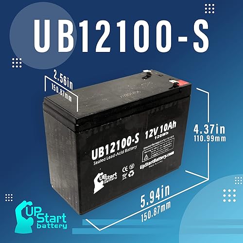 Miniatura 5 de Shoprider Echo 3 SL73 - Paquete de 2 baterías de repuesto UB12100-S universal sellada de plomo ácido (12 V, 10 Ah, 10000 mAh, terminal F2, AGM, SLA)