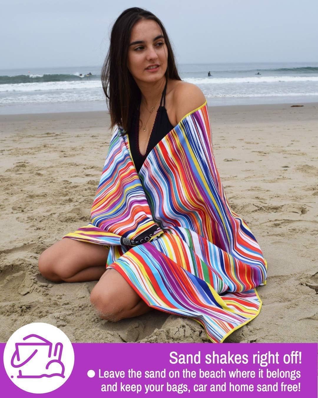 ECCOSOPHY Quick Dry Microfiber Towel and Waterproof Picnic Blanket Bundle