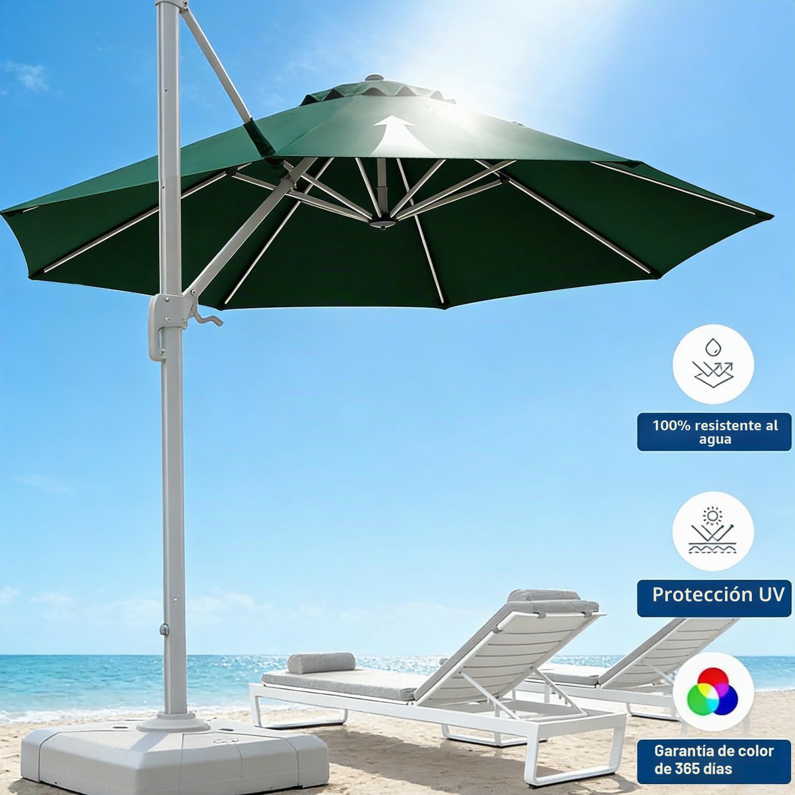Toldo De Recambio Sombrilla 8 Brazos 3m 3.5m, Patio Exterior Jardín Tela De Paraguas Recambio Sombrilla Impermeable, Cubierta De Repuesto Para Parasol, Protección UV(Beige,3m)