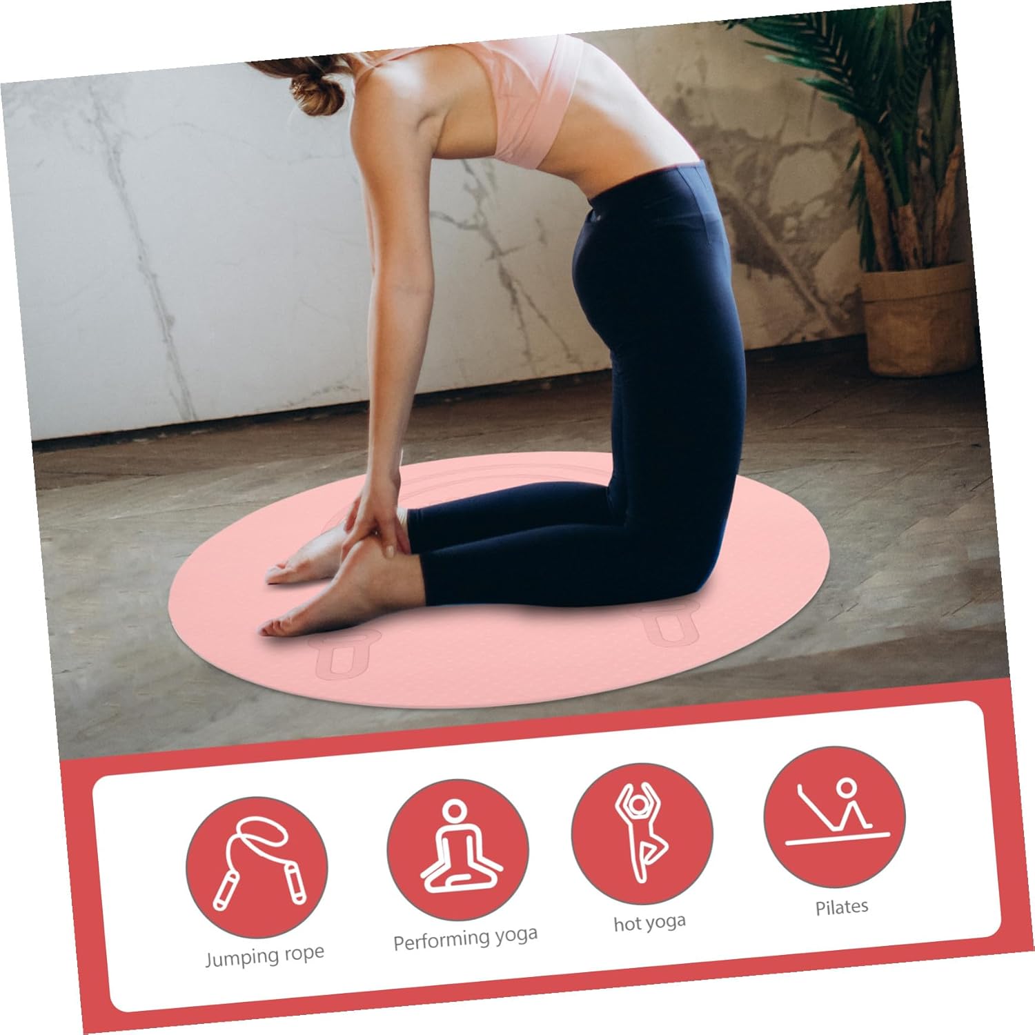 Tpe Non-slip Jump Rope Mat Pink with Shock Absorption and Noise Reduction Extra Thick Fitness Floor Pad for Home Gym Workout Yoga and Indoor Exercise