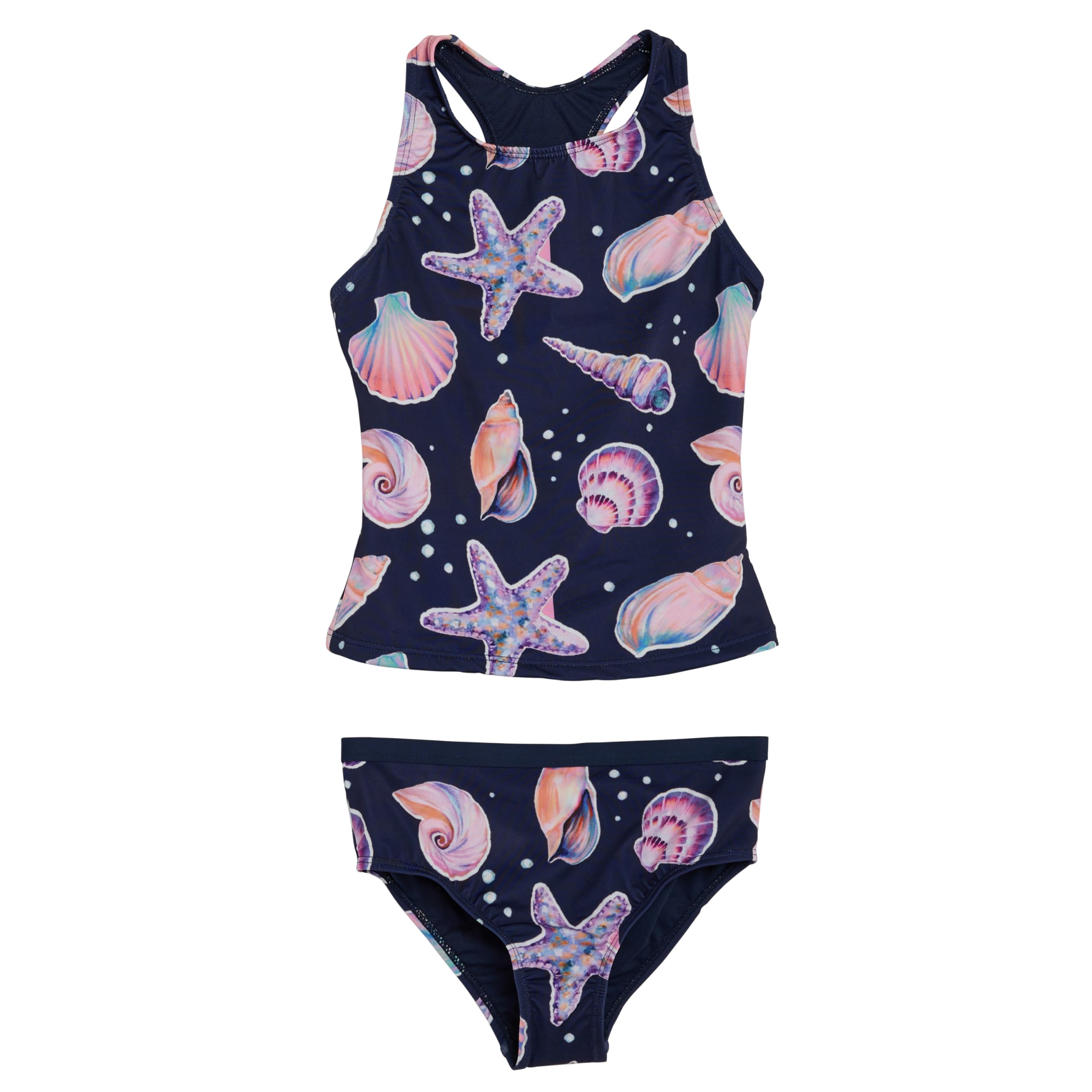 Lands' End Girls' UPF 50+ Swim Bikini Bottom and Racerback Tankini Set