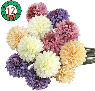 12 Pcs Artificial Chrysanthemum Ball, 4 Colors Silk Hydrangea Flowers with Twine Cord + Greeting Card , Perfect for Home Office Wedding Christmas Halloween Party Baby Shower Decor Thanksgiving Gift - coolthings.us