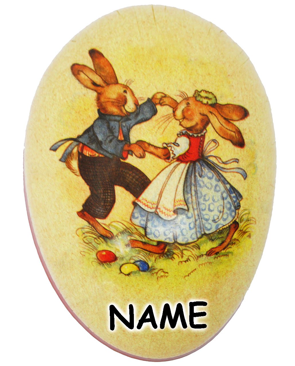 alles-meine.de GmbH Set Ostergras & 10 Füll - Pappeier 12 cm - süße Osterhasen - incl. Name - Osterei/Ei zum befüllen - Deko Pappe Papp Pappeier Dekoei Pappostereier Füll..