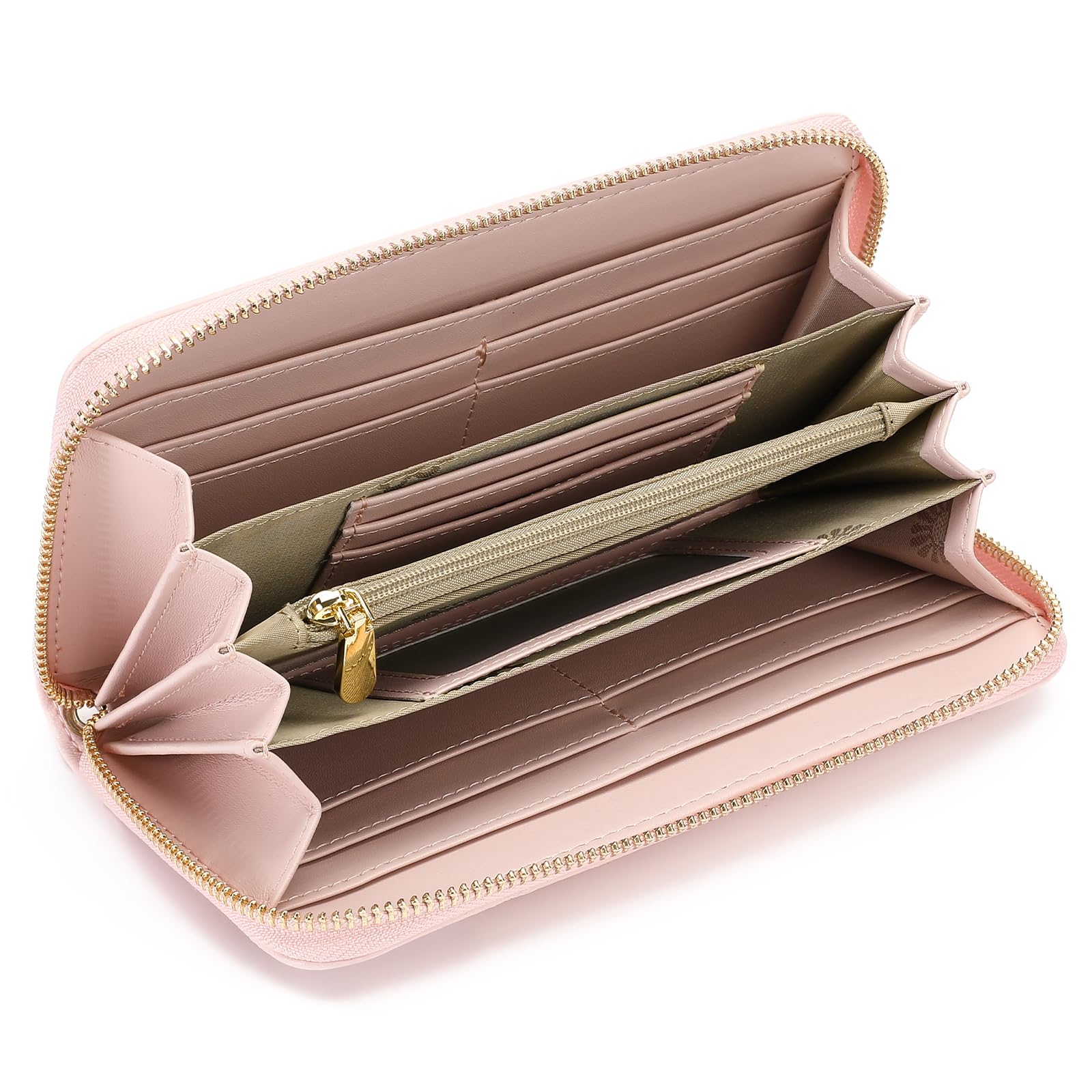 Purses for Women RFID Protection Leather Womens Wallet Large Capacity Long Clutch Purse with Wristlet