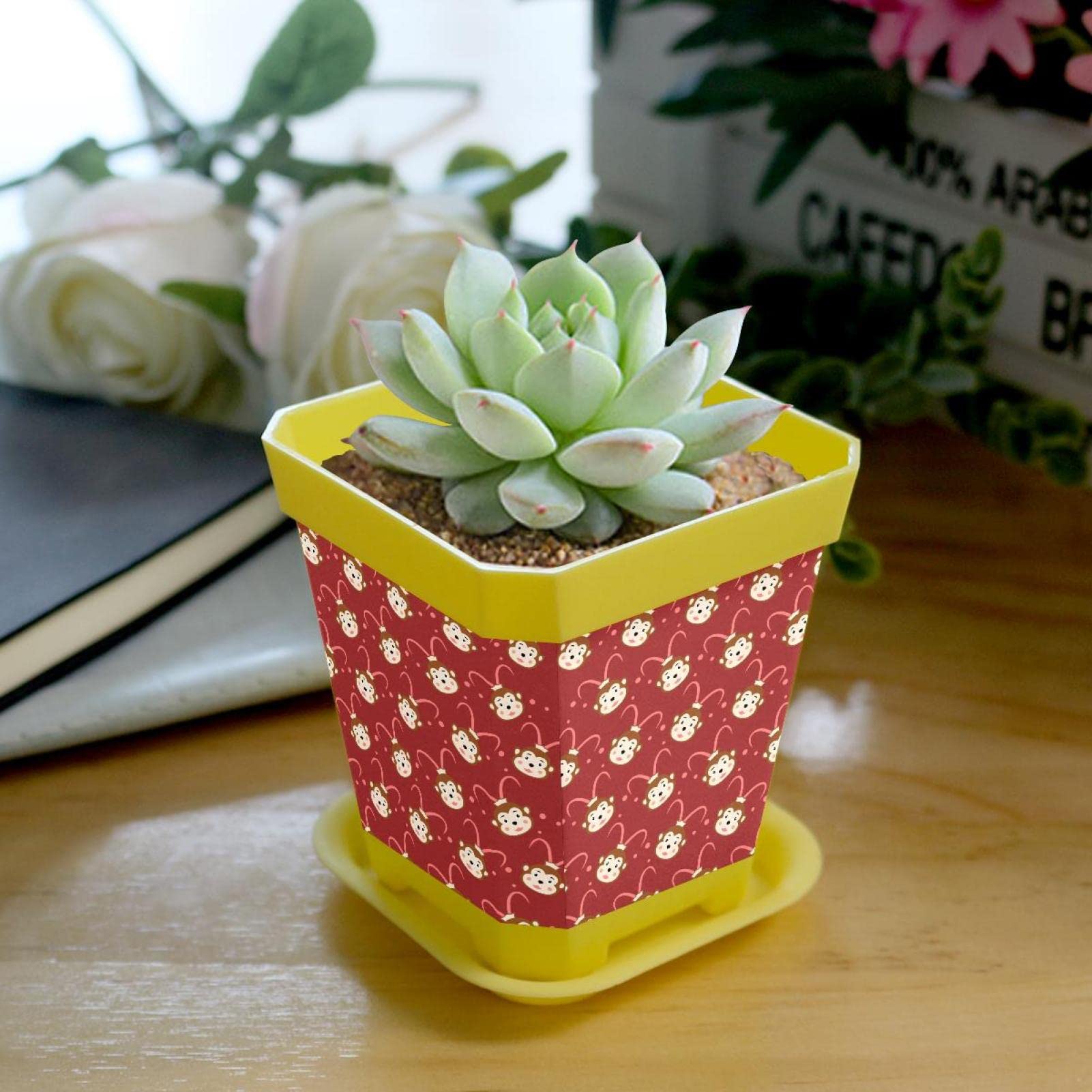 Set 8 Vasi Da Fiori In Plastica 17 Cm Con Sottovaso – Foro Drenaggio, 8 Colori - 3