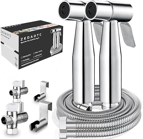 Pulverizador de bidé de mano para inodoro, juego de rociadores de bidé de baño portátil de acero inoxidable con control de presión de agua, rociador