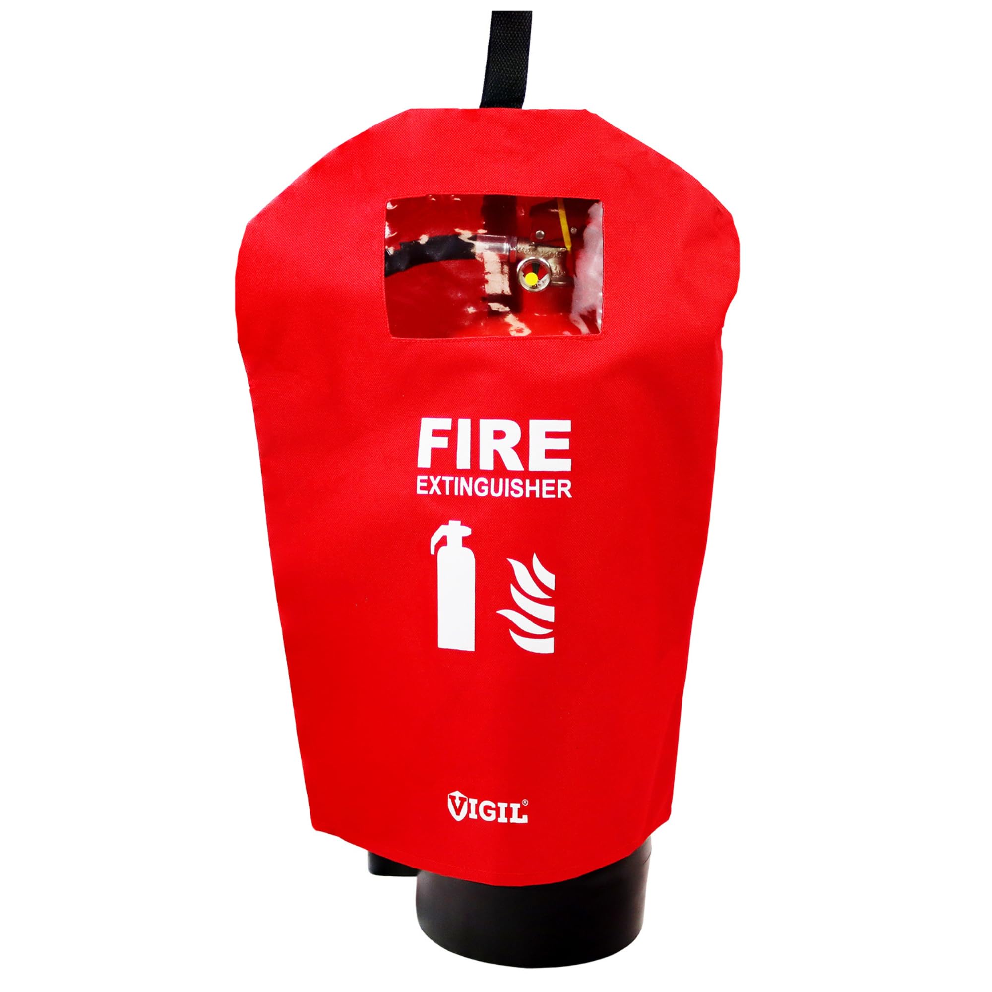 Vigil Red Fire Extinguisher Cover With Square Window - Medium - 525 X 360Mm