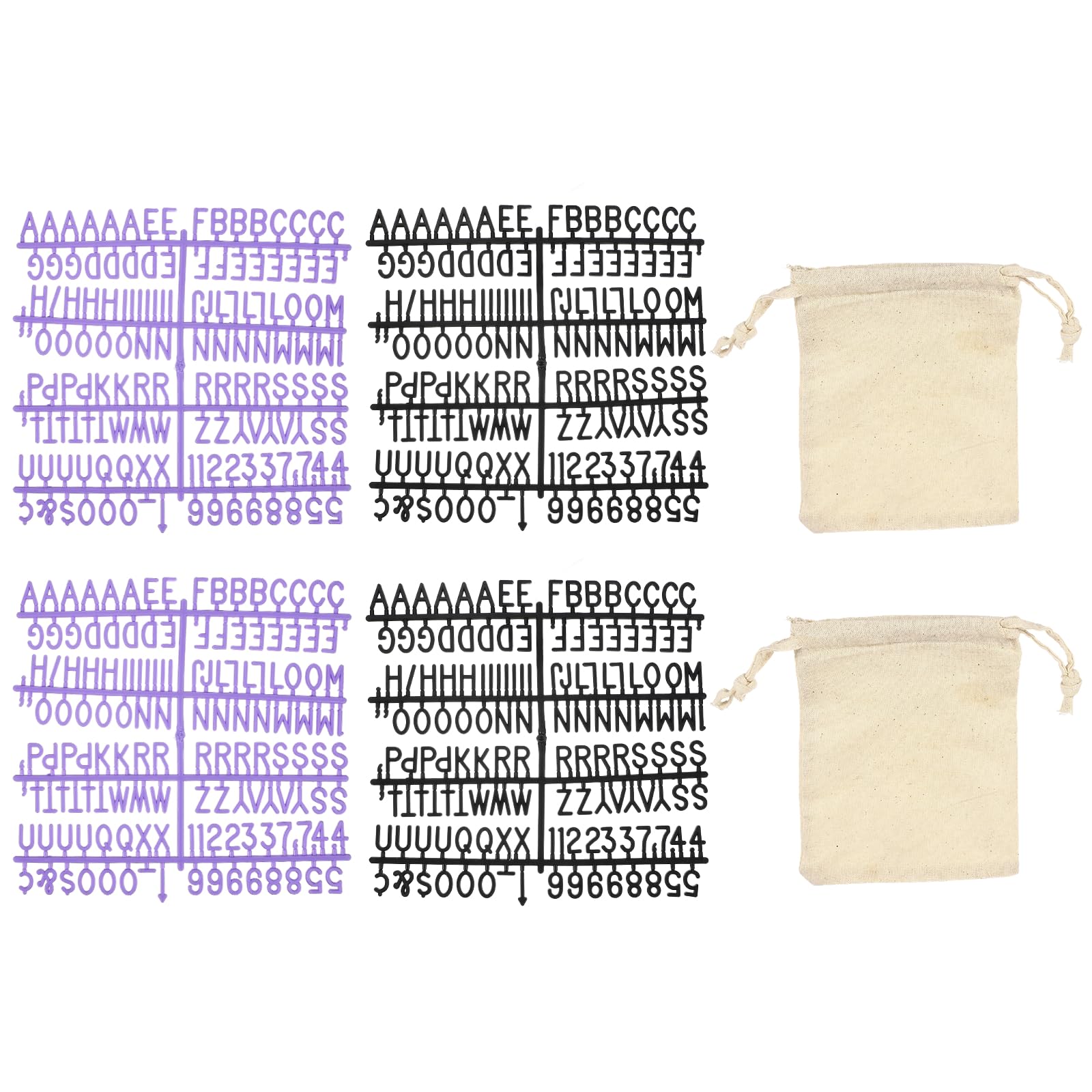 PATIKIL 588 Piece Plastic Letters Set for Felt Letter Board, Black/Purple Alphabet Message Board Accessories Including Letter Numbers with Restraint Strap for Cafe, Wedding, Birthday