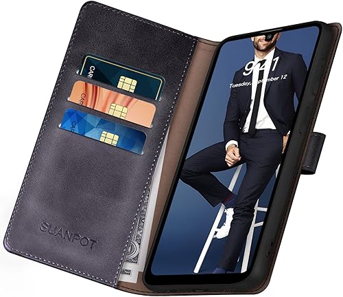 Miniatura 4 de SUANPOT Funda tipo cartera para Samsung Galaxy A32 5G con bloqueo RFID, funda de piel tipo cartera con tapa para tarjetas de crédito, funda a prueba