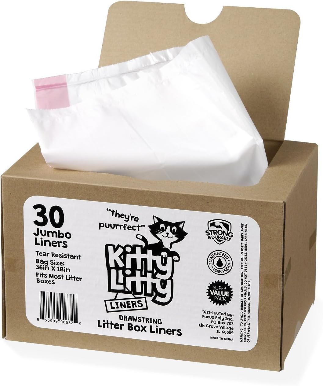 Cat Litter Box Liners 30 Count Drawstring Kitten Waste Bag