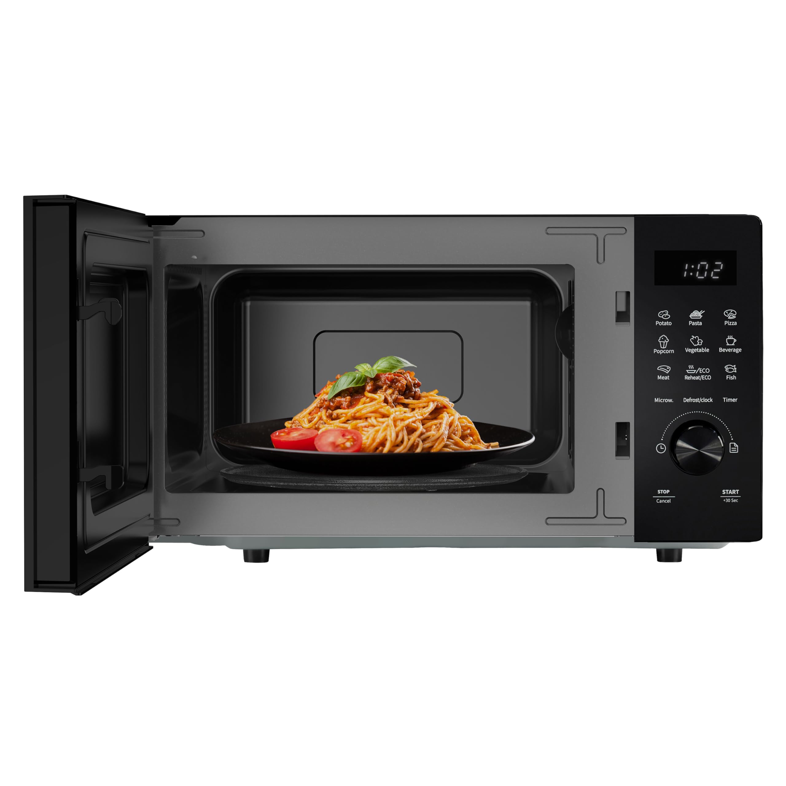 Hisense H23MOBSD1H - Microondas Digital con Grill 23L, 800W, Revestimiento Cerámico, Cristal Premium, 10 Niveles de Potencia, Función de Descongelación, 9 Programas Automáticos, Fácil limpieza