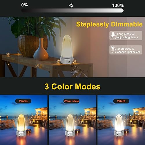 Miniatura 4 de UMEXUS Pequeña lámpara de mesa inalámbrica, recargable con control táctil, regulable, lámpara de noche para restaurante, bar, comedor, cena al aire