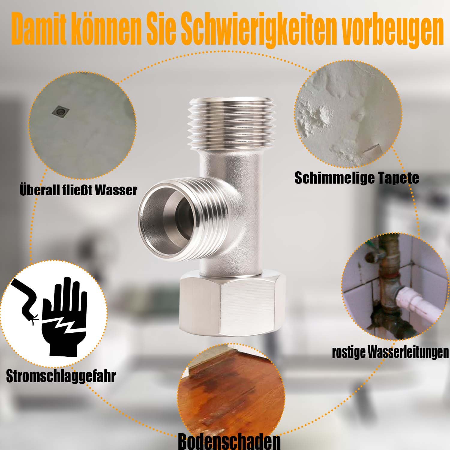 Connecteur en T 3 Voies,Vanne D'inversion WC en Cuivre 3/8" | avec Dents Latérales 1/2" Vanne,Connecteur de Tuyau 3 Voies, pour réservoir de toilettes,robinet de douche