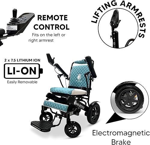 Vista 16 de Silla de ruedas eléctrica plegable de largo alcance 2021, silla de ruedas eléctrica, aprobada por aerolínea, resistente, motorizada por movilidad