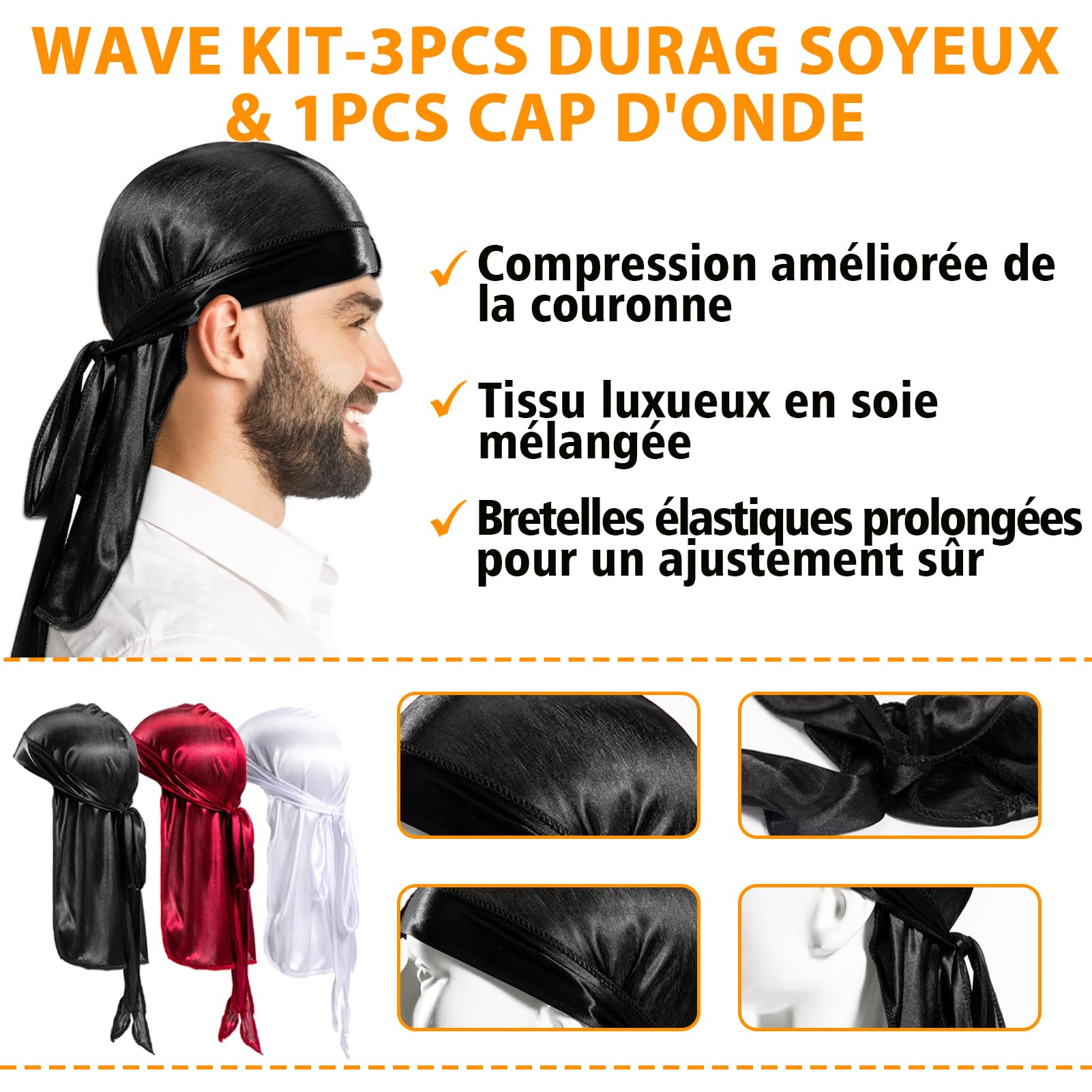 Pommade Wave pour hommes Strong Hold Easy Wash 360 Wave Training Hair Cream, Waves Grease pour hommes favorise les ondulations superposées, l'hydratation et la brillance soyeuse