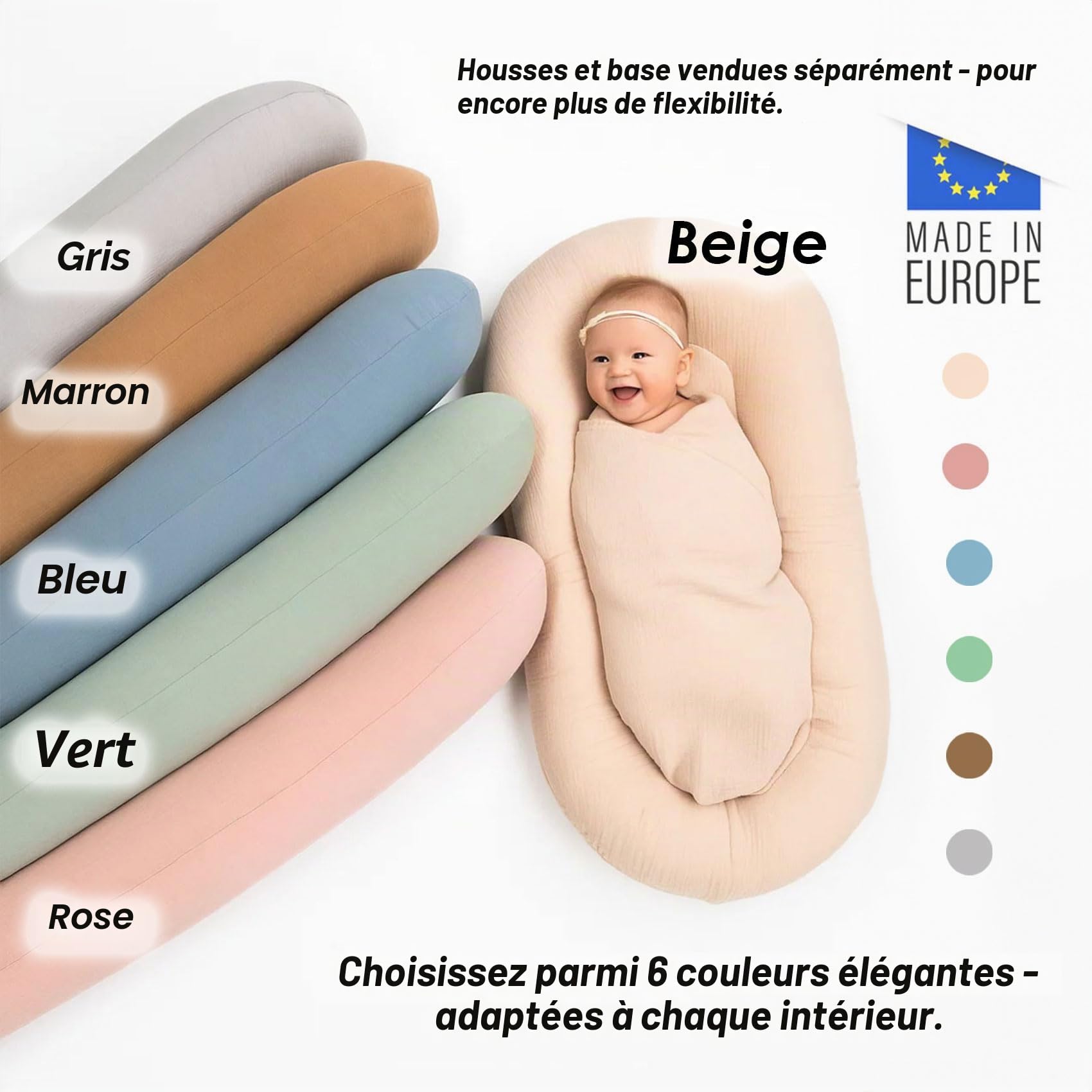 PaLulli® LuliNest - Nid pour bébé en coton bio avec housse amovible - Cocon douillet pour nouveau-né et nourrissons - Sûr, confortable et facile d'entretien