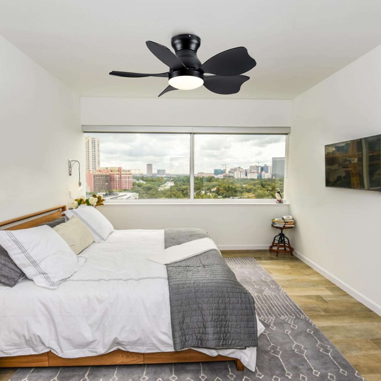 30 in Small Kid's Ceiling Fan Lighting with Remote Control for Small Children Room, Colorful LED, 3 Speeds