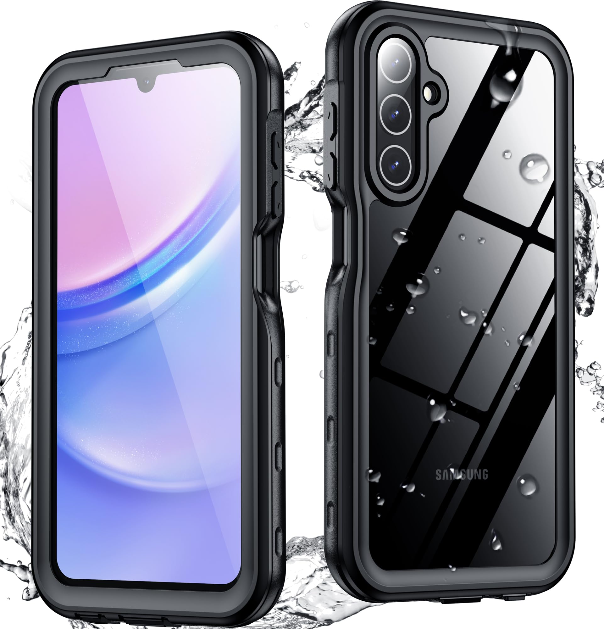 SPIDERCASE for Samsung Galaxy A15 5G Case Waterproof, Full Heavy Duty Protection, Built-in Screen & Camera Lens Protector, Military Shockproof, Dustproof & Drable Galaxy A15 5g Phone Case 6.5"-Black