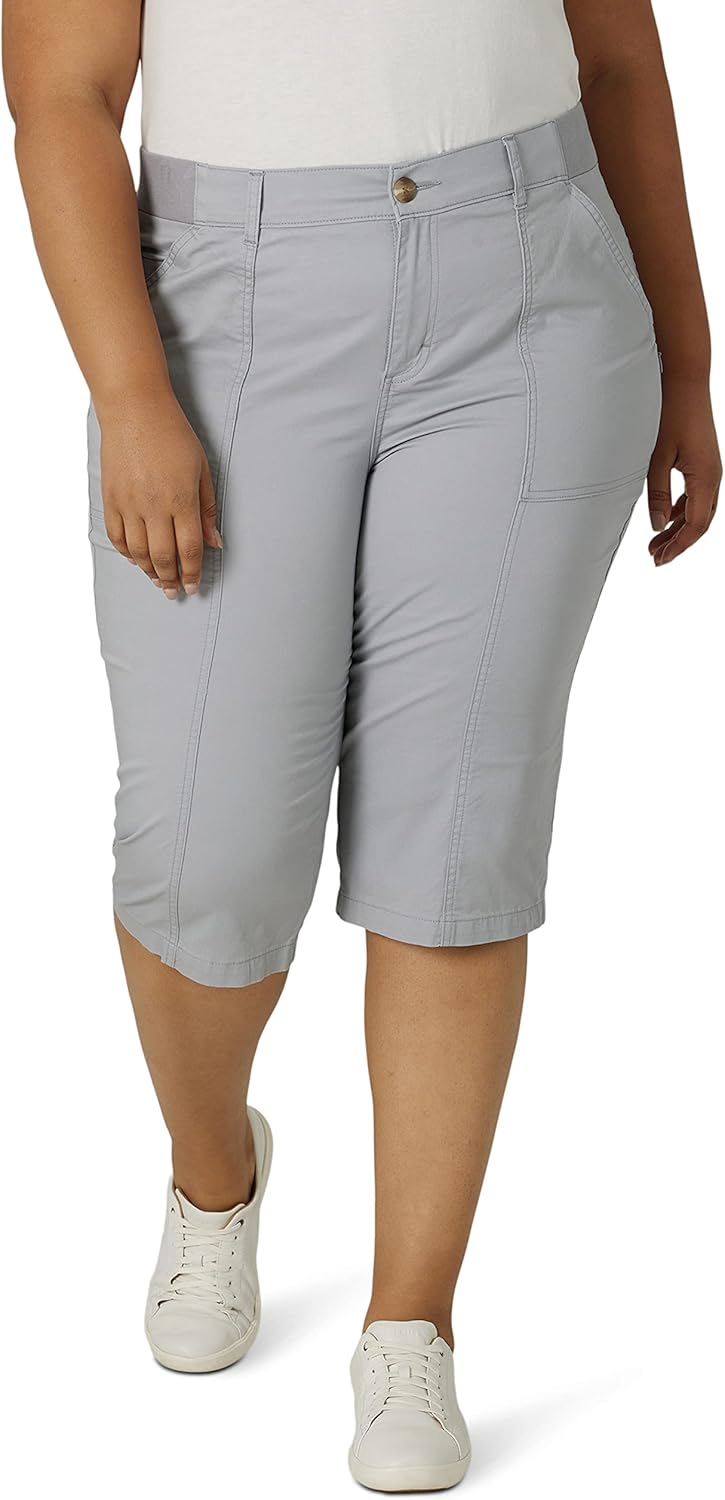 Lee Womens Plus Size Ultra Lux Comfort with Flex-to-go Utility Skimmer Capri Pant