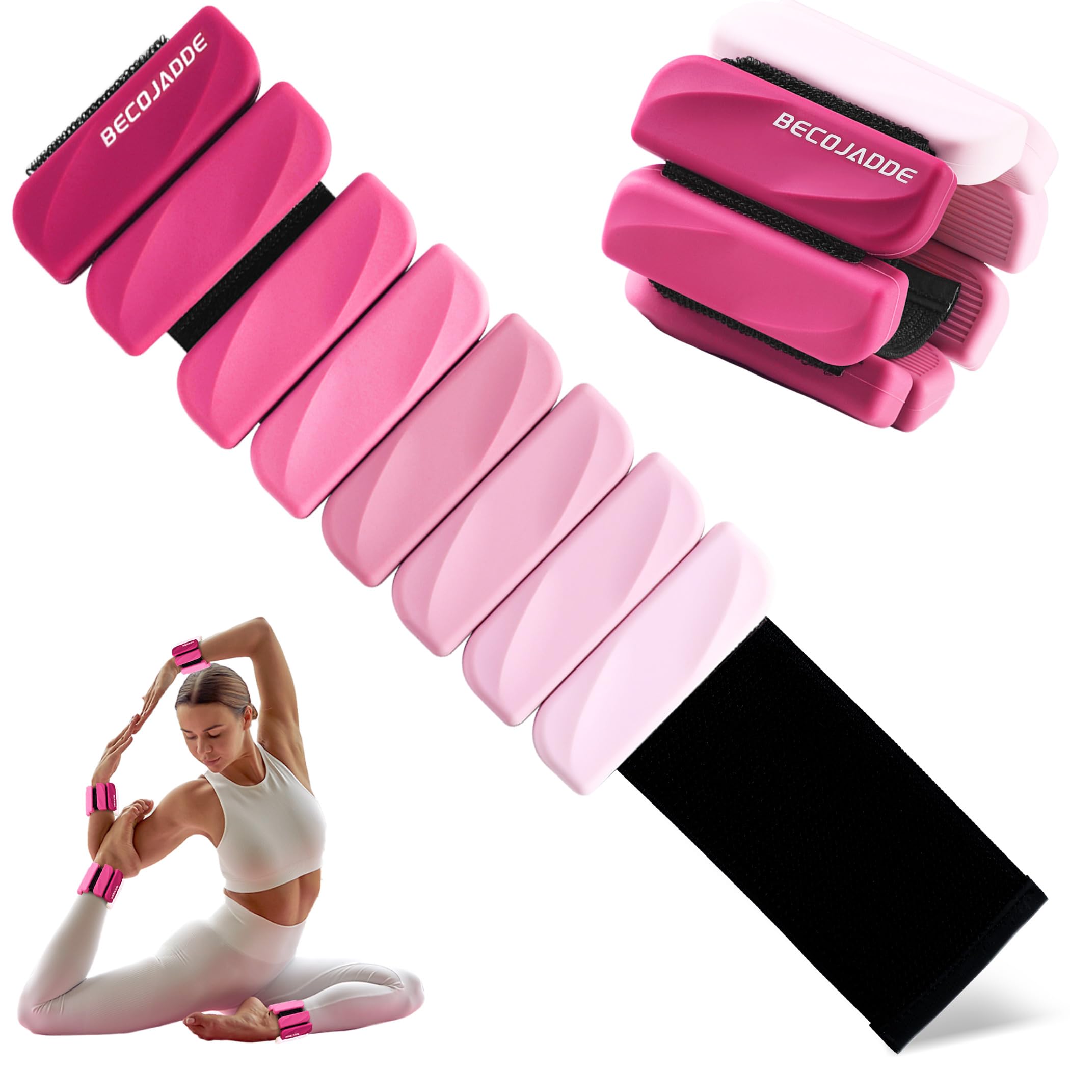 BECOJADDE Gewichtsmanschetten fuß 0.45 KG / 0.9 KG Je Gewichte für Beine und Arme Set 2 Ankle Weights Handgelenk Gewichte Knöchelgewichte Fussgewichte für Laufen Joggen Cardio Aerobic Krafttraining