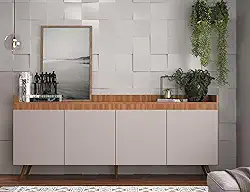 Buffet Retrô 4 Portas 180 Cm Edi Yescasa Freijó/Fumê