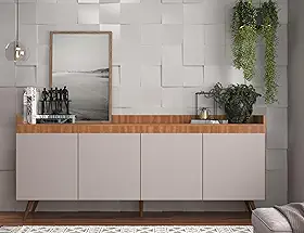 Buffet Retrô 4 Portas 180 Cm Edi Yescasa Freijó/Fumê