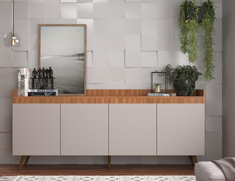 Buffet Retrô 4 Portas 180 Cm Edi Yescasa Freijó/Fumê