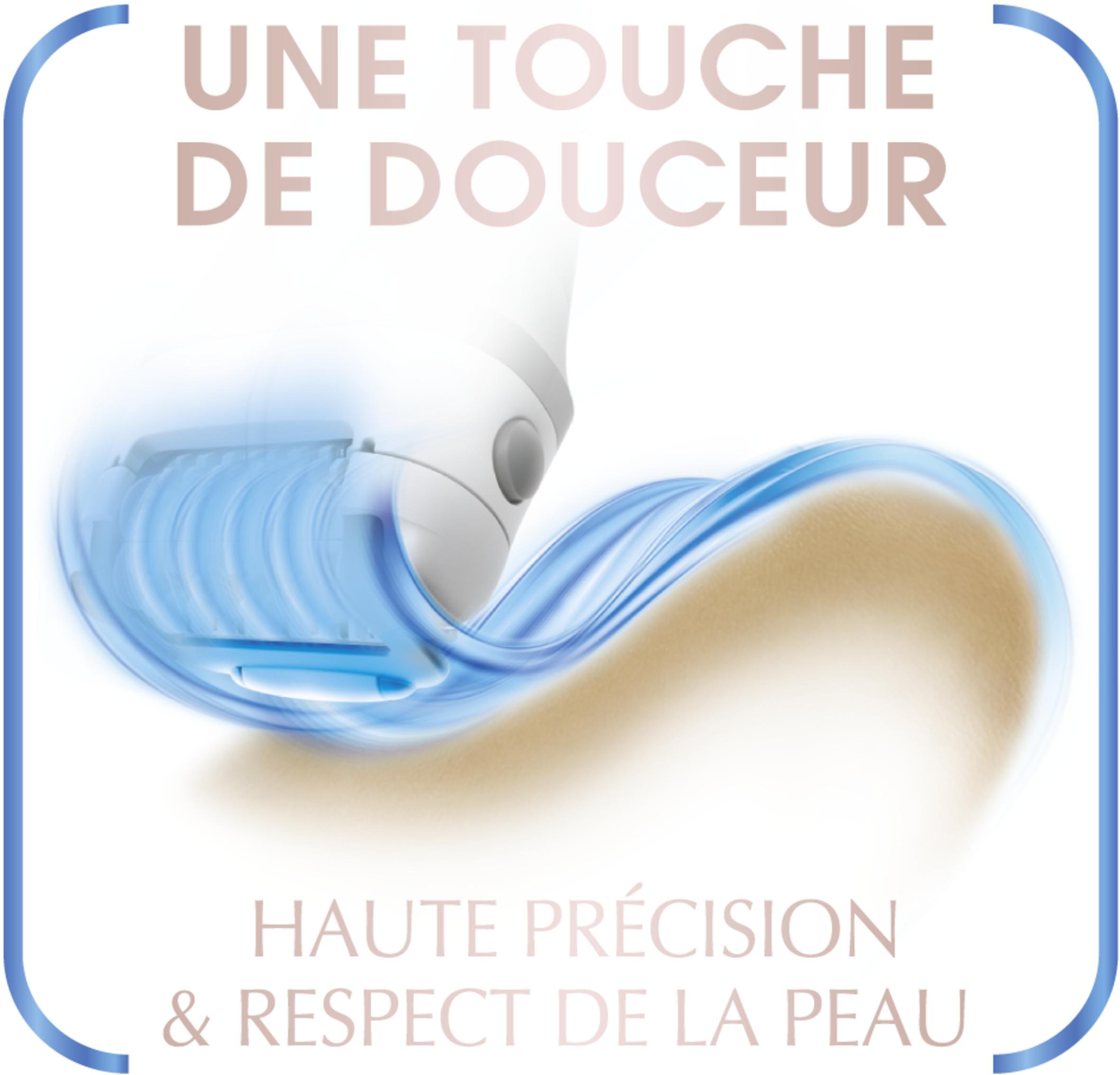 Calor Epilateur Skin Respect, Technologie Skin Respect, Technologie d'épilation perfectionnée Wet&Dry, Autonomie longue durée, 3 accessoires, Fabriqué en France EP8030C0
