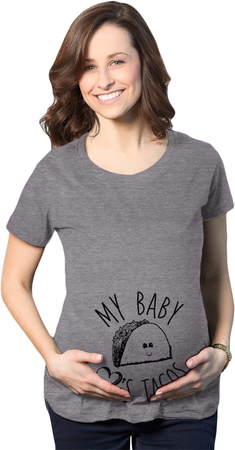 Maternity My Baby Loves Tacos Funny T Shirt Cute Announcement Pregnancy Bump Tee