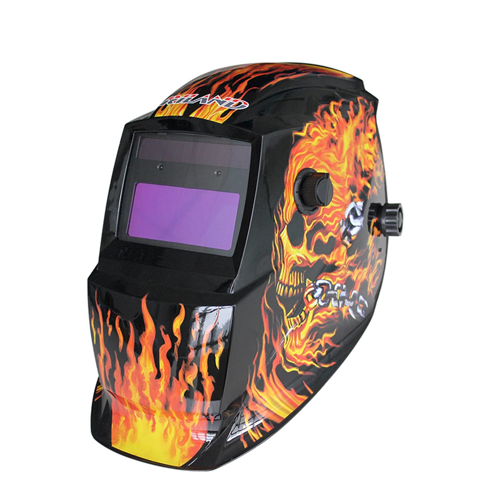 Soldador Cráneo solar auto oscureciendo el equipo de soldadura de la soldadura del águila de águila eléctrica TIG MIG MMA Máscara de soldadura eléctrica tapa de soldadura (Color : Fire Skull)