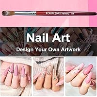 Vista 6 de (1 unidad) Cepillo de uñas acrílicas con cabello de sable Kolinsky 100% puro y mano de madera roja, cepillo de gel profesional redondo