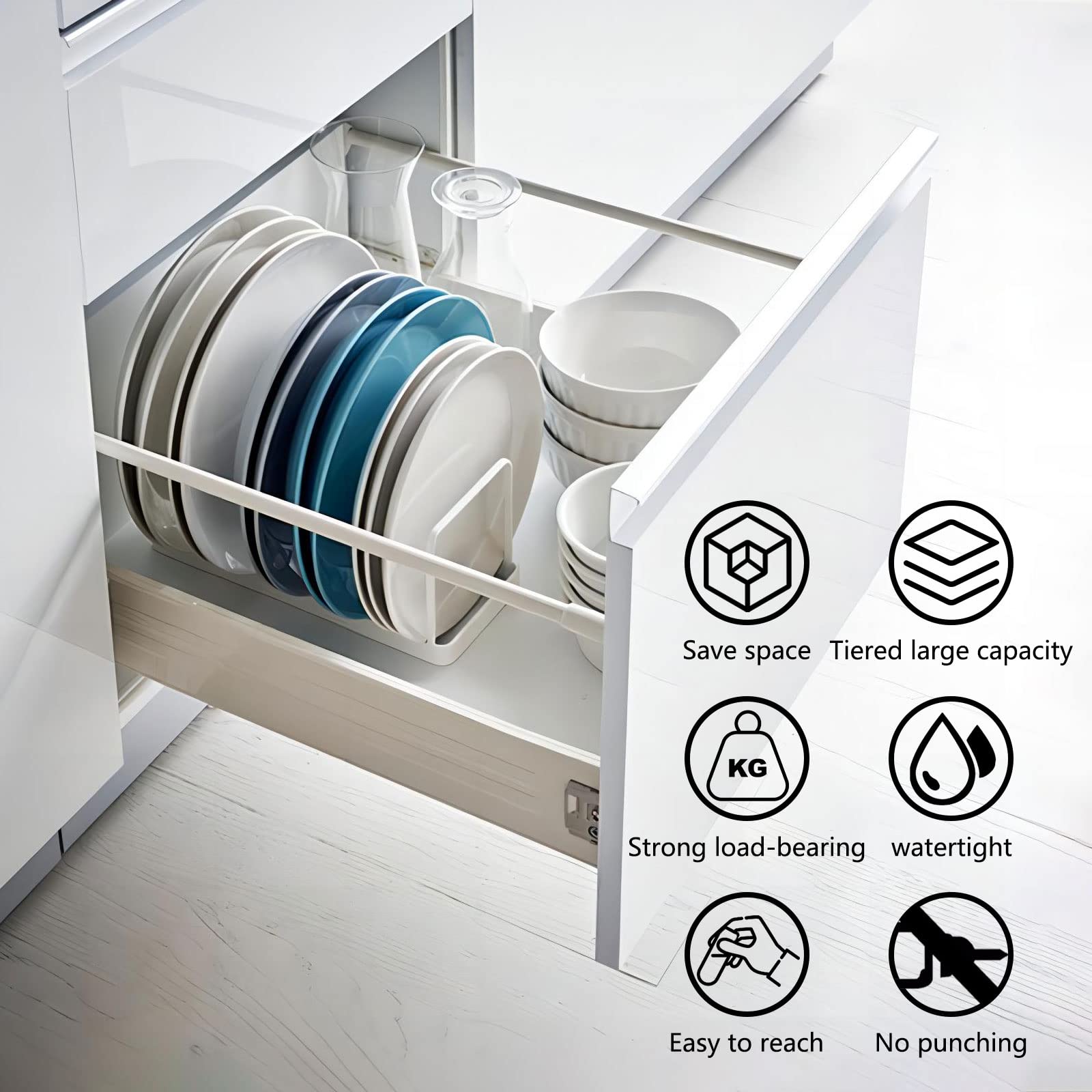 Kitchen Storage Rack - Oszczędzający miejsce stojak na naczynia do przechowywania na blacie kuchennym